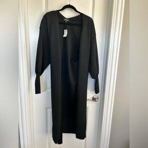 Express long black cardigan. Balloon sleeves and wrap belt. Size small. NWT.